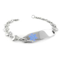 My Identity Doctor - Pre-Engraved & Customized Women’s Dementia Medical ID Bracelet, Heart Chain Light Blue
