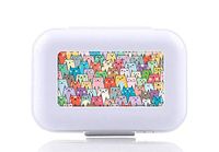 Pill Box Case - Decorative Boxes - Cute Anime Cats Pattern- Pocket Medicine Tablet Holder Organizer Case Pill Box for Purse - Compact 8 Compartment