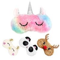 Cute Sleep Mask - Soft and Comfortable Animal Plush Blindfold Eye Cover for Kids Girls Women, Great Eyeshade for Travel, Shift Work, Meditation, Washable (Colored Unicorn)