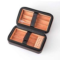 Smoking Set/Cigar Box Can Accommodate 6 Cigars with Humidified Cedar Wood Lined with Leather Travel Portable Men's Gift Box Cigarette Box Cuban Solid Wood Box Black Mute