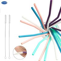 Reusable Regular Size Silicone Drinking Straws with Cleaning Brush and Portable Case - 20 Multicolor Tumblers Compatible Straws