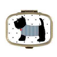 Cute Dogs Custom Fashion Bronze Tone Rectangular Pill Box Medicine Tablet Holder Wallet Organizer Case for Pocket or Purse