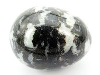 jennysun2010 2 pcs Natural Black & White Zebra Gemstone Egg Crystal Healing Sphere Massage Finger Exercise 35x40mm