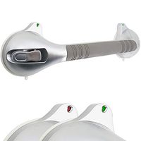 AmeriLuck Suction Bath Grab Bar 16.5" with Indicators, Bathroom Shower Handle (Silver, 1 Pack)