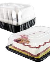 Chefible Rectangle Cake Containers | Sturdy and Stackable | High Top Design for One or Two Layer Cakes | 1/4 Size Cake Containers- Set of 8