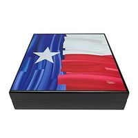 Turano Flag Travel Humidor, Holds 20 Cigars, Art by Charlie Turano III, 1 Round Humidifier, SureSeal Technology for Proper Lid Seal, Brass Hinges, Texas Flag
