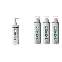 Biofreeze Pain Relief Gel, 32 oz. Pump, Green + Pain Relief Spray, 4 oz. Aerosol Spray, Pack of 3, Colorless