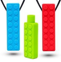 Sensory Necklace (2 PACK + FREE PENCIL TOPPER) - Chewy Necklace - Sensory Chewelry for Kids with Autism ADHD Biting Needs - Chew Toy for Boys and Girls - MORE FIRM