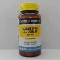 Mason Vitamins Magnesium Gluconate 550 mg Tablets for Support of Nervous System & Heart Health* 100 Tablets per Bottle Pack of 4 Total 400 Tablets
