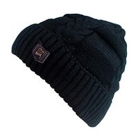 Theoylos Men's Winter Hat Warm Knitted Beanie Hat Wool Thick Knit Hat Baggy Slouchy Skull Cap for Men Women Gifts Black