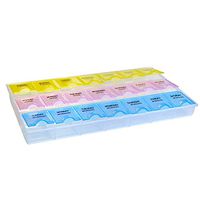 COPYLOVE Portable 7 Day Pill Box 21 Compartment Medicine Tablet Dispenser Organizer with Snap Lids, Transparent Color Empty Plastic Box Pill Tablet Medicine Organizer