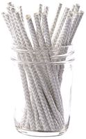 Simply Baked Paper Cocktail Straw, Silver Chevron, 5.5-Inch, 25-Pack, Colorful, Disposable, and Compostable