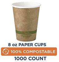 World Centric CU-PA-8-K Compostable Kraft Paper Hot Cups, 8 oz. (Pack of 1000), White