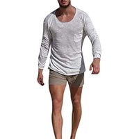 iMakcc Men Casual Pocket T Shirt Long Sleeve Bottoming Autumn Top Slim Fit Tee Blouse (XXXL, White)