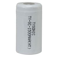 Jameco Reliapro SC-1500 Sub-C Rechargeable NiCd Battery, 1.2V, 1500 mAh, 1.65" L x 0.866" Diameter, Sub-C Size (Pack of 2)