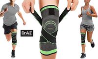Knee Brace Compression Sleeve Support DCF Cross Wraps Anti-Slip Firm Grip - Prevent Injuries, Pain Relief, Improves Mobility - Crossfit, Weightlifting, Powerlifting, Jog - 1 Leg (Green-A)