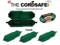 3pk Green Extension Cord Safety Cover with Water-Resistant Seal for Cord Fastening, Cord Retention and Management