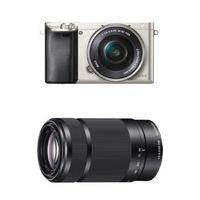 Sony Alpha a6000 Silver Interchangeable Lens Camera with 16-50mm and 55-210mm Sony E-Mount Lenses