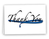 Dark Blue Ribbon Note Cards - Thank You (12 Cards)