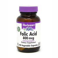 Bluebonnet Folic Acid 800 mcg Vegetable Capsules, 90 Count