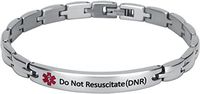 Elegant Surgical Grade Steel Medical Alert ID Bracelet for Men and Women (Women's, Do Not Resuscitate (DNR))