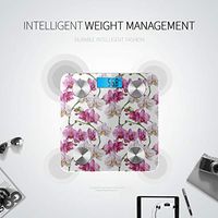 LYAOE Bluetooth Body Fat Scale Floral Pattern Orchids Hand Painted Smart Wireless Scale with LCD Display Measuring Body Weight Bmi and Health Digital Scale