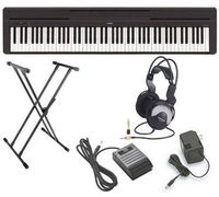 Yamaha P-45 Ultra Platinum Keyboard Package With Headphones, Double-X Stand and Sustain Pedal