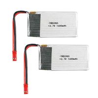 2pcs 3.7V 1600mAh 1S Lipo Battery JST Plug Rechargeable for RC Racing Drone Quadcopter Helicopter Car Boat Spare Parts