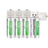 KeenPower AA Batteries USB Rechargeable Double A Lithium Batteries Li-ion Battery Cell 1.5V / 1200mAH Not NI-MH/NI-CD/Alkaline Batteries ECO-Friendly and Recyclable No Memory Effect(4Pack)
