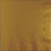 Creative Converting Paper Napkins, 3-Ply 16 in x 16 in Dinner Size, Glittering Gold Color, 25-Count Packages (Pack of 5)