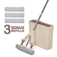 Poly Mop PVA Sponge Mop Bucket - Wash, Dry and Store Floor Cleaning Solution - Super Absorbent PVA Sponge, Extendable Handle, Compact Pail, Easy Storage - 3 Mop Heads Included