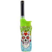 Windproof Flame Utility Torch Lighter Fashion Designs - Green Skull