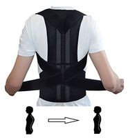 Posture Support | Full Back Brace | Back Straightener Posture Corrector to Improve Posture for Men and Women for Kyphosis Scoliosis (M: Waist Length fits 31.4-37.4", Black)