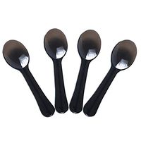 Gmark 400pc 3-Inch Taster Spoons Plastic Mini Spoons Black Clear Best for Chocolate Coffee flavor Ice Cream Spoons Dessert Spoons Black 1 Box Set GM1002D