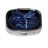 Fashion Square Pill Box Medicine Storage Bag Pocket Or Easy to Use Pillcase Medicine Bag Storage Bag Angry Norse God Odin with Crow Graphic in The Ring Celtic Viking Warrior Barbarian