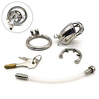 a-YUEYUE Stainless Steel Male Short Cage Device Small Ring Tube for Men Trainners Non Slip, 3 Sizes Optional