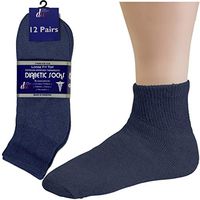Diabetic Socks Mens Cotton 12-Pack Ankle Navy By DEBRA WEITZNER Size 9-11