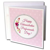 3dRose Roses, Pink, Red, Pearl Look Frame, Dots, Administrative Assistant - Greeting Cards, 6" x 6", Set of 6 (gc_244094_1)