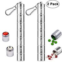 7 Days Pill Case, Portable Pill Box, Messar 7 Compartments Aluminum Alloy Weekly Pill Holder Waterproof Medicine Organizer Travel Pill Tube Pill Bottle Pill Container with Keychain and Carabiner