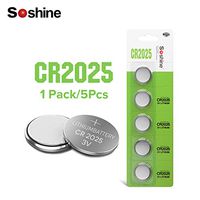 Soshine 3V CR2025 BR2025 L12 DL2025 Coin Cell Battery for Watch Calculator x5 Soshine High Energy Battery CR2025 BR2025 DL2025 L12 3V Button Coin Cell 5Pcs