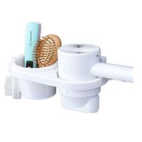Simple Plastic Hair Dryer Rack Wall Mount, Punch-Free Hair Dryer Holders, Multifunction Shower Organizer, Creative Bathroom Containers(White) (Color : White)