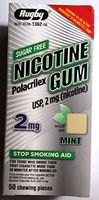 Rugby Sugar Free Nicotine Polacrilex gum ~ 2 MG ~ Mint Flavor ~ 50 Chewing pieces ~ Stop Smoking Aid