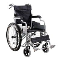 FXNN Transport Wheelchair Wheelchair - Folding Portable Elderly Walking Trolleys Handicapped Manual Scooter Sitting Width 38cm Walker (Color : Black)