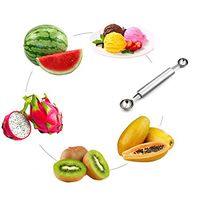 Double-Sided Melon Baller Scoop,Stainless Steel Watermelon Scoop Fruit Vegetable Tools Kitchen Gadgets Tool (Silver,As shown)