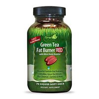 Irwin Naturals Green Tea Fat Burner RED with Nitric Oxide Booster - Healthy Weight Management & Diet Support - Boost Thermogenesis & Metabolism with L-Citrulline & Garcinia - 75 Liquid Softgels