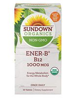 Sundown Organics Ener-B Vitamin B12, Gluten Free, 100% Non-GMO, 30 Tablets