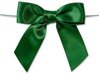 6ct. Pre-Tied Hunter Green 3" Satin Gift Bows Wire Ties Ready-to-Use 7/8" Ribbon