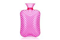 Elonglin 1L Hot Water Bottle Open Top Natural Rubber with Flano Cover Quick Pain Relief and Comfort Sleep Salient Point Pink