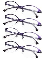 4-Pack Half-Rim Cat-eye Style Eyeglasses with Spring Hinges Without Strength Purple