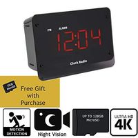 SPY Gadgets | 4K Hidden Camera Spy Camera [ Upgraded 04/19 ] Home Surveillance Nanny Cam Clock Radio | Zone Shield HD 2160P Hidden Video Camera with Night Vision, Motion Activation or Constant Record
